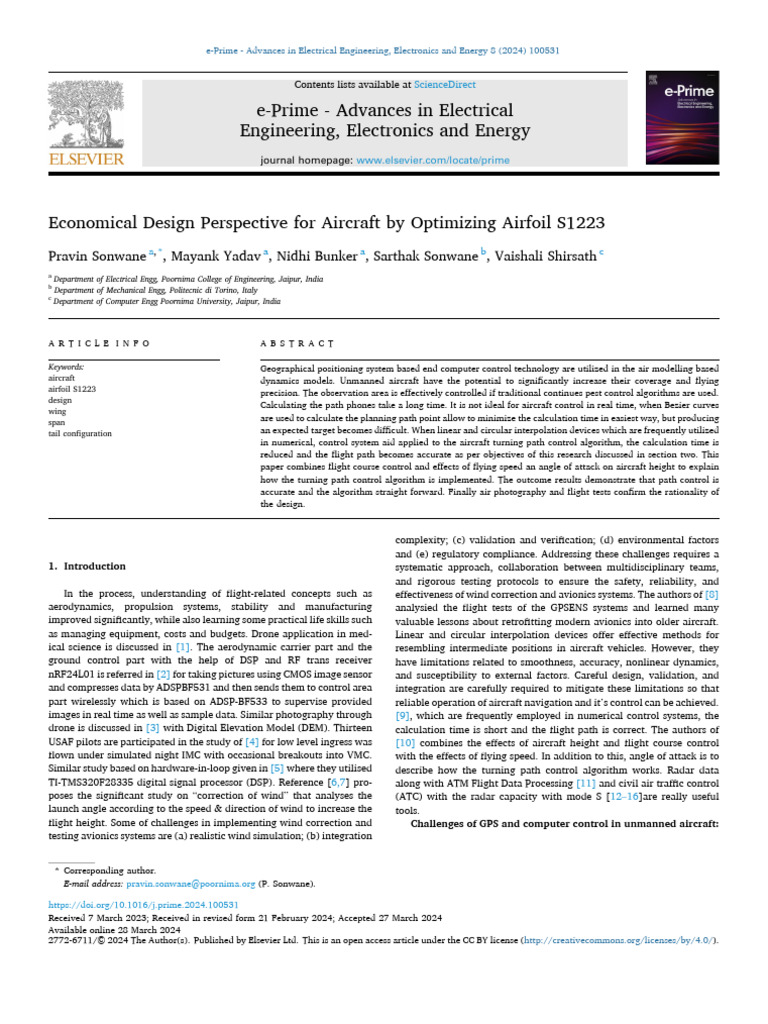 Economical Design Perspective For Aircraft by Optimizing S1223 | PDF ...