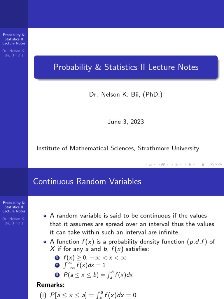 Lecture Notes Combined_231026_194010[1] | PDF | Random Variable ...