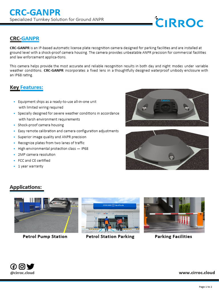 Ground ANPR Solution: CRC-GANPR | PDF | Camera | Camera Lens