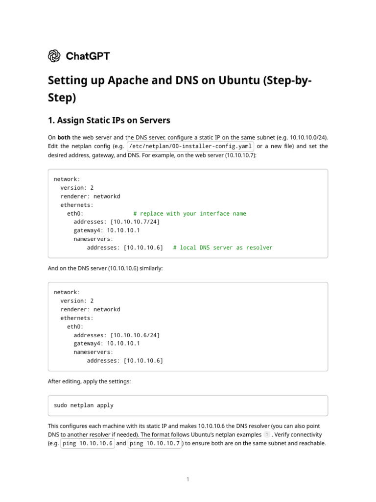 Configure BIND9 DNS on Ubuntu 24.04 | PDF | Domain Name System | World ...