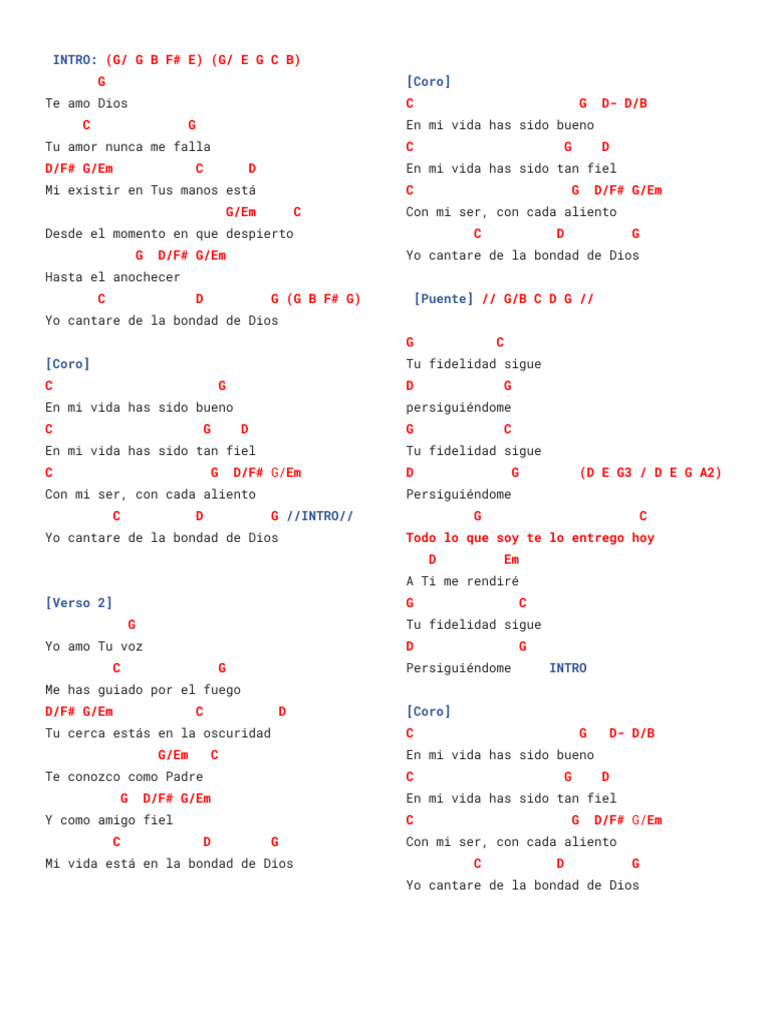 La Bondad De Dios Piano Pdf