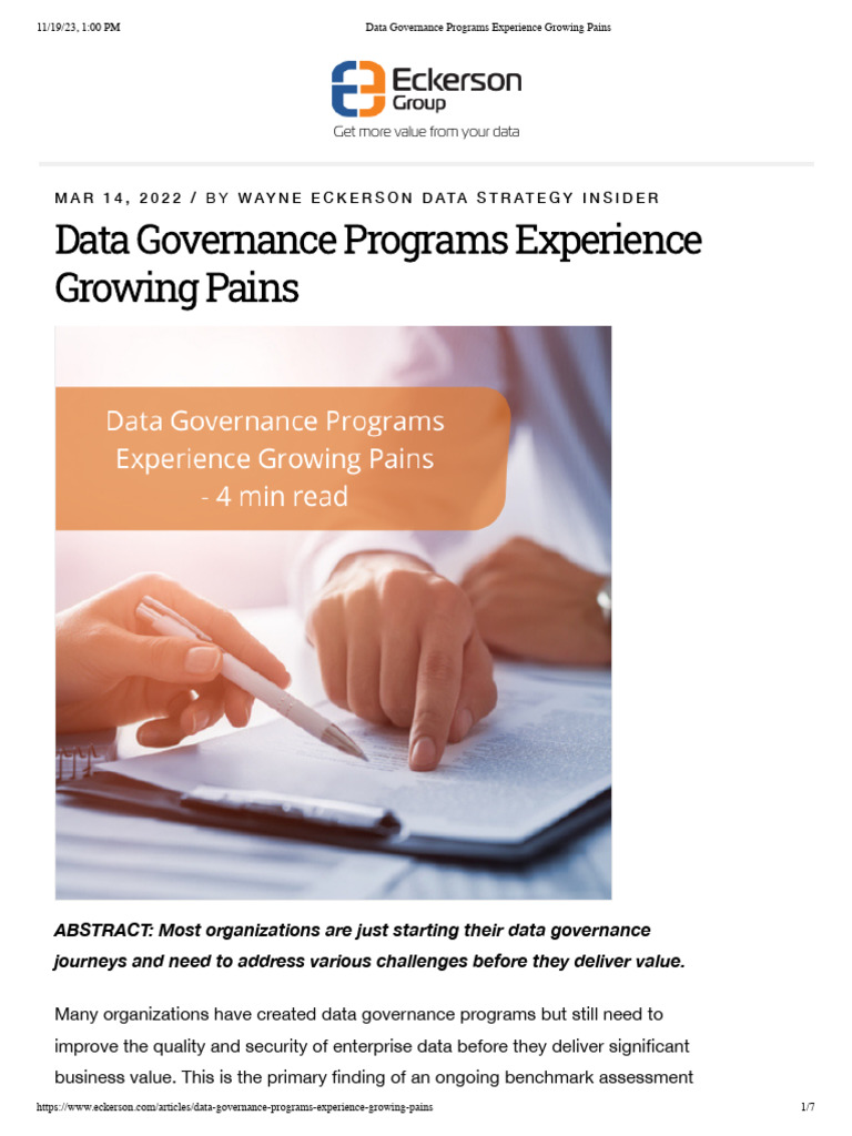 Data Governance Programs Experience Growing Pains | PDF | Governance ...