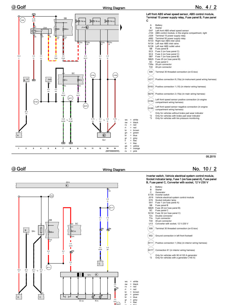 VW Golf Wiring Diagram Overview PDF Electrical Connector Land