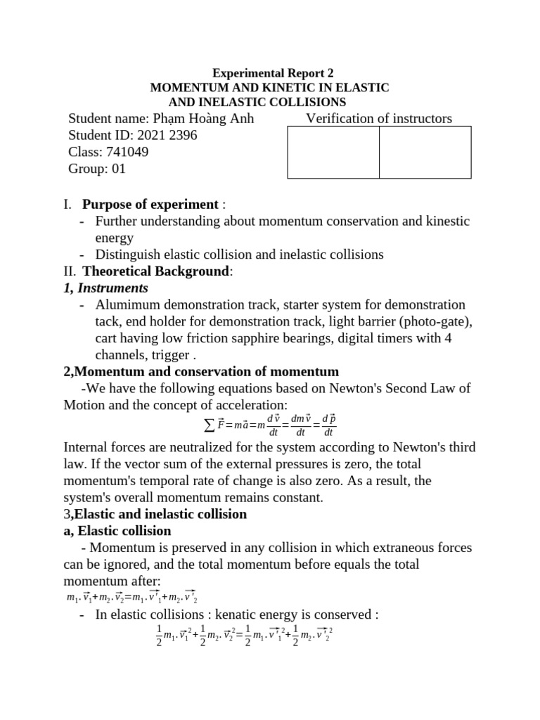 Momentum and Kinetic Energy in Collisions | PDF | Collision | Momentum