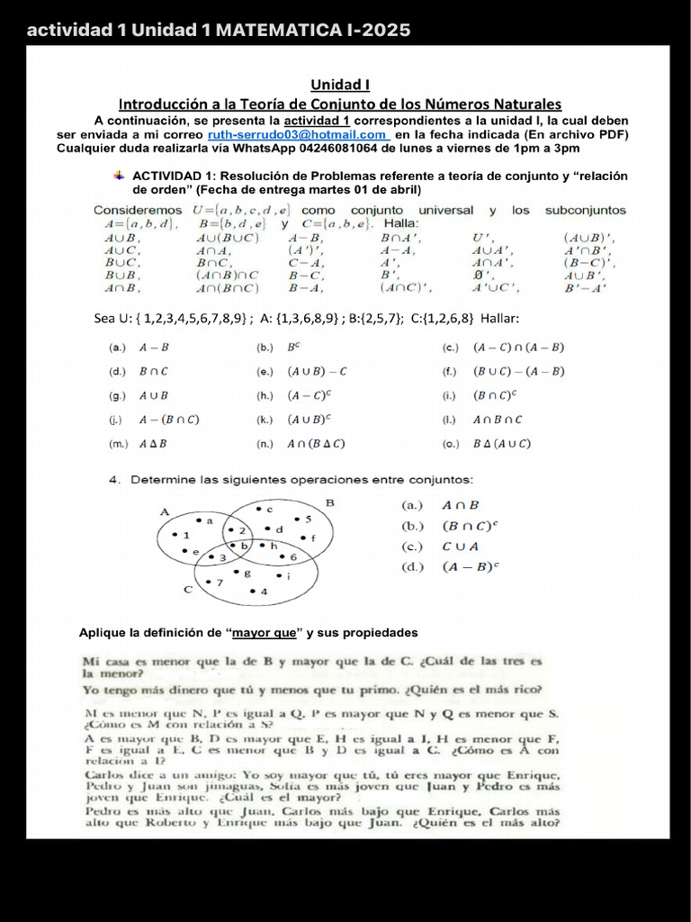 Actividad 1 Unidad 1 MATEMATICA I-2025 3 | PDF