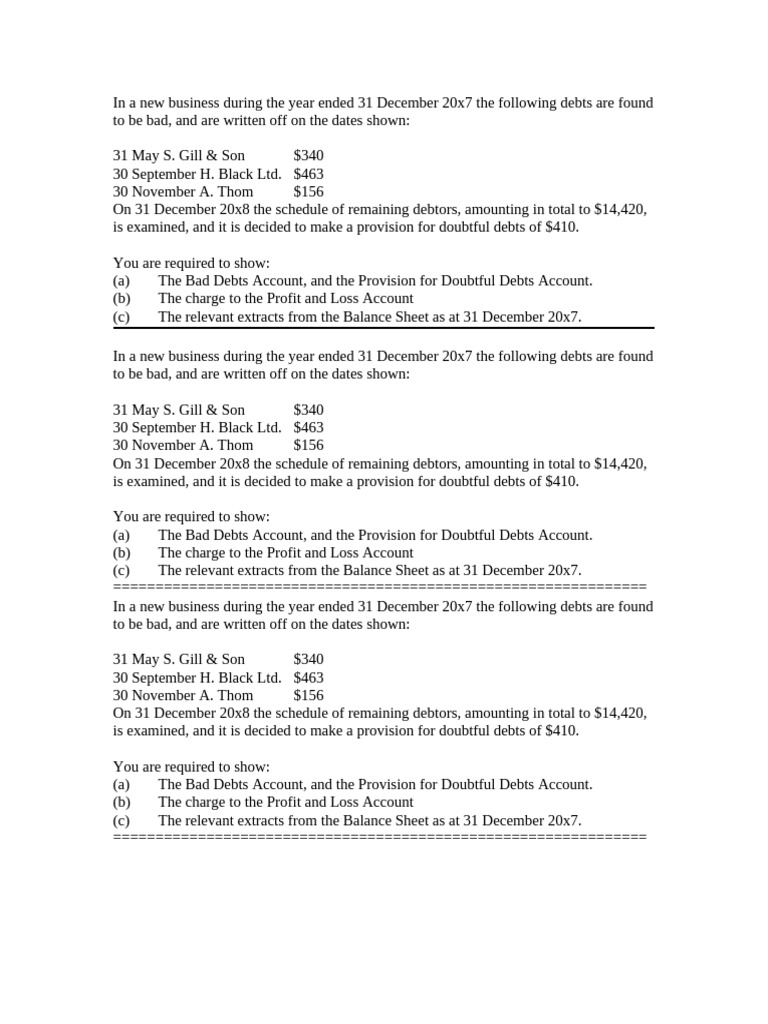Bad Debts and Provisions Analysis | PDF