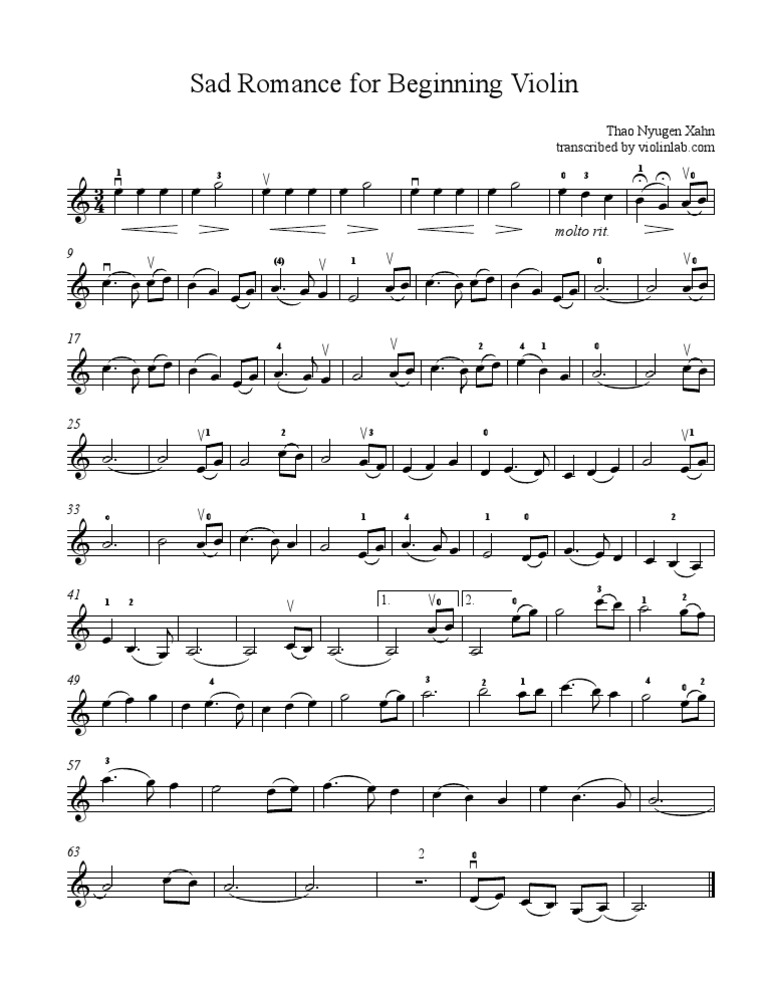 Sad Romance for Beginning Violin PDF