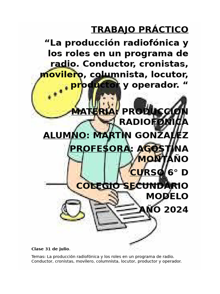Roles en la Producción Radiofónica | PDF | Streaming Media | Radiodifusión