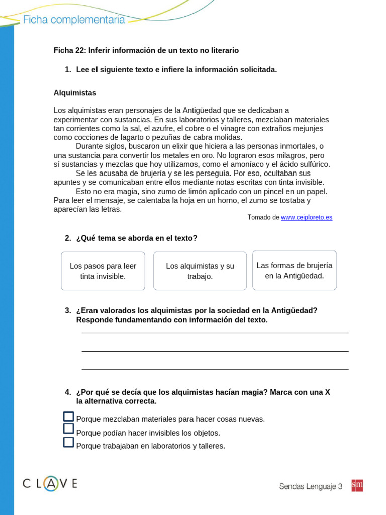 Ficha - Inferir Información de Un Texto No Literario | PDF