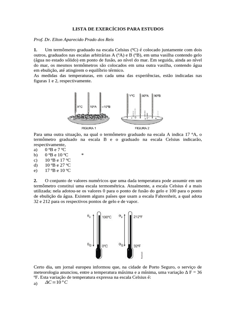 Exercícios de Termodinâmica e Calor | PDF | Calor | Expansão térmica