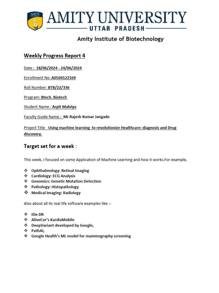 Weekly Progress Report 6 2nd Year | PDF