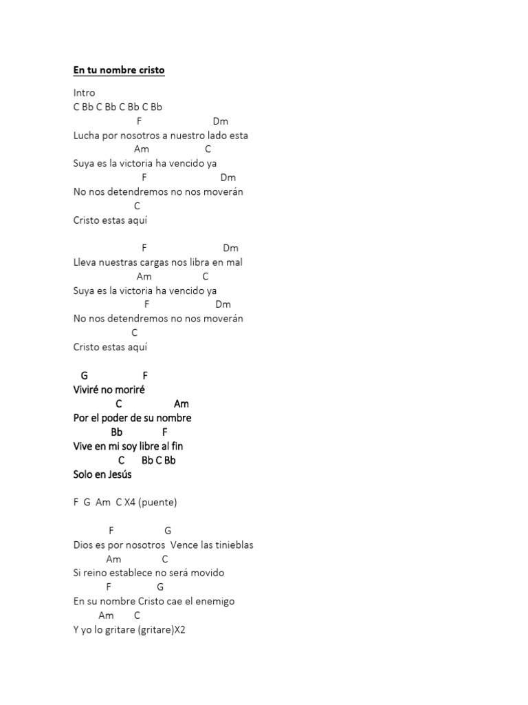 Acordes y letra: En tu nombre Cristo | PDF