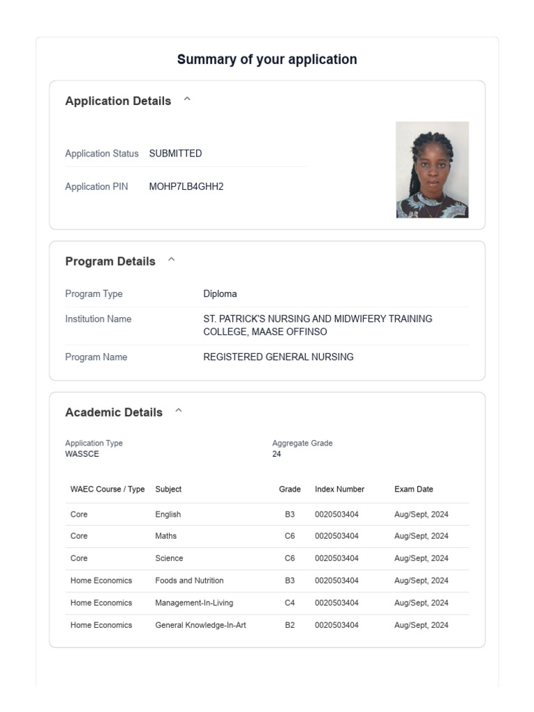 HTI Student Application Summary | PDF