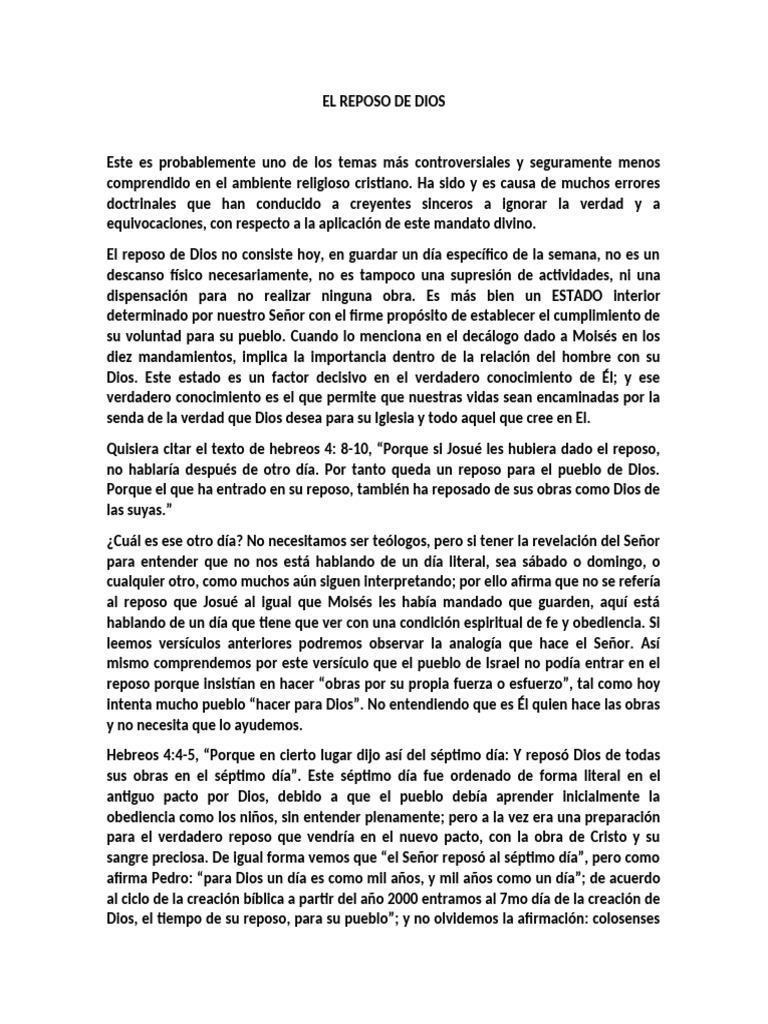 Entendiendo el Reposo de Dios en la Fe | PDF | Fe | Cristo (título)