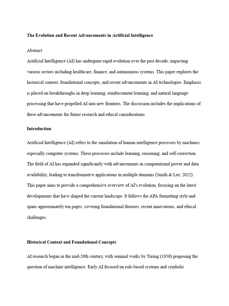 Recent Advancements in AI Technologies | PDF | Artificial Intelligence ...