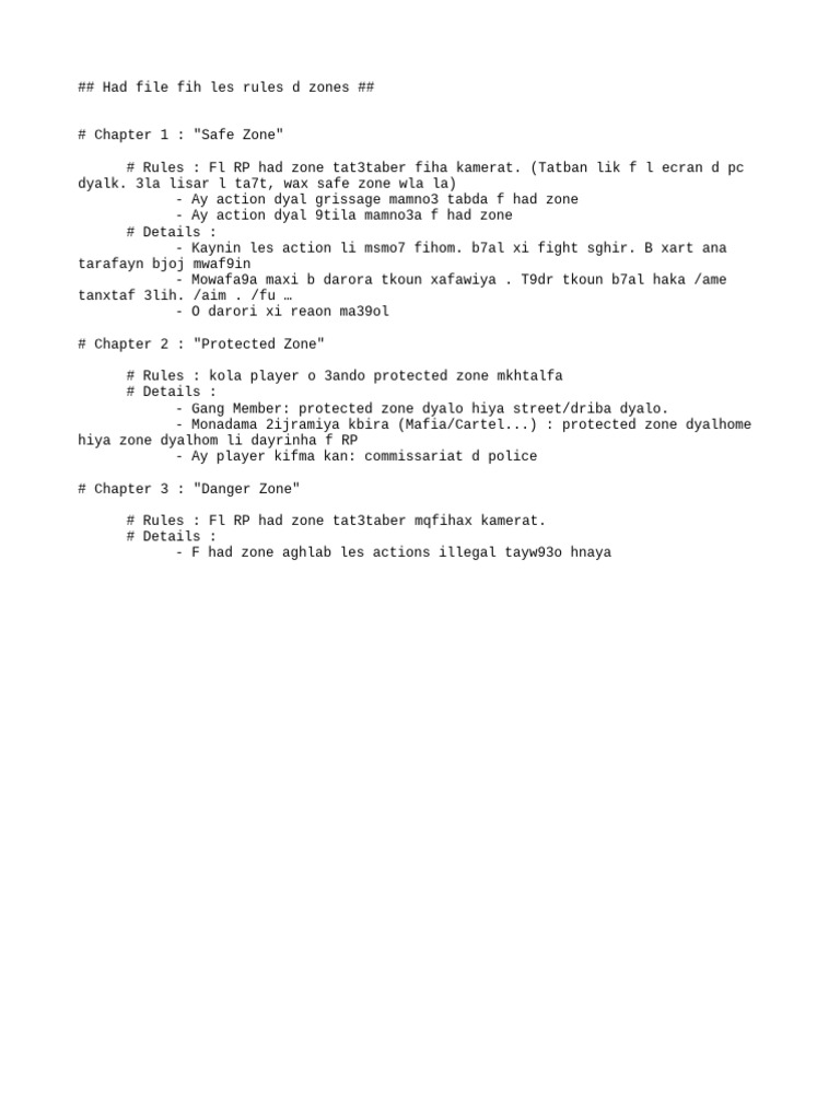 RP Zone Rules: Safe, Protected, Danger | PDF