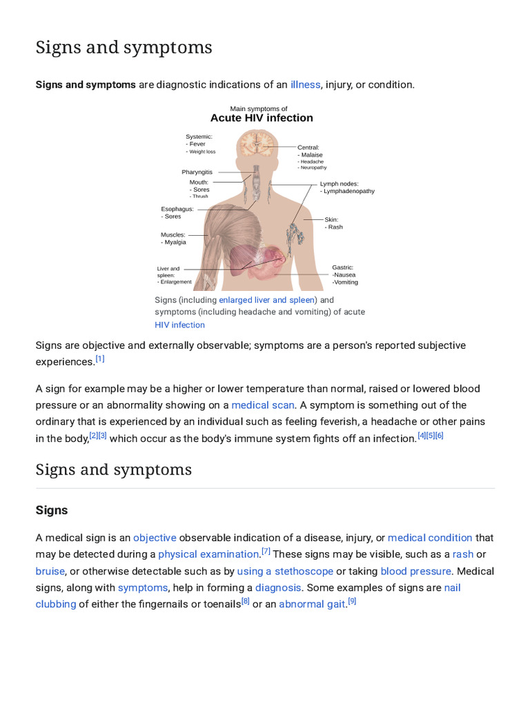 Signs and Symptoms in Human Medicine - Wikipedia | PDF | Diseases And ...