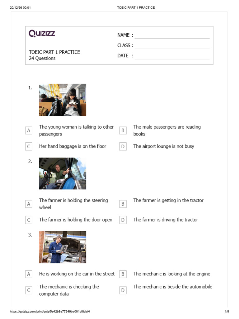 TOEIC Part 1 Practice Test Guide | PDF