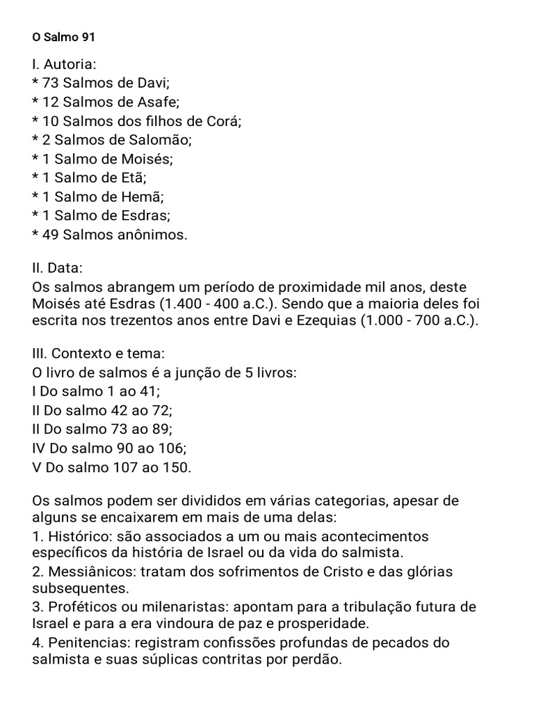 Salmo 91: Garantias de Proteção Divina | PDF