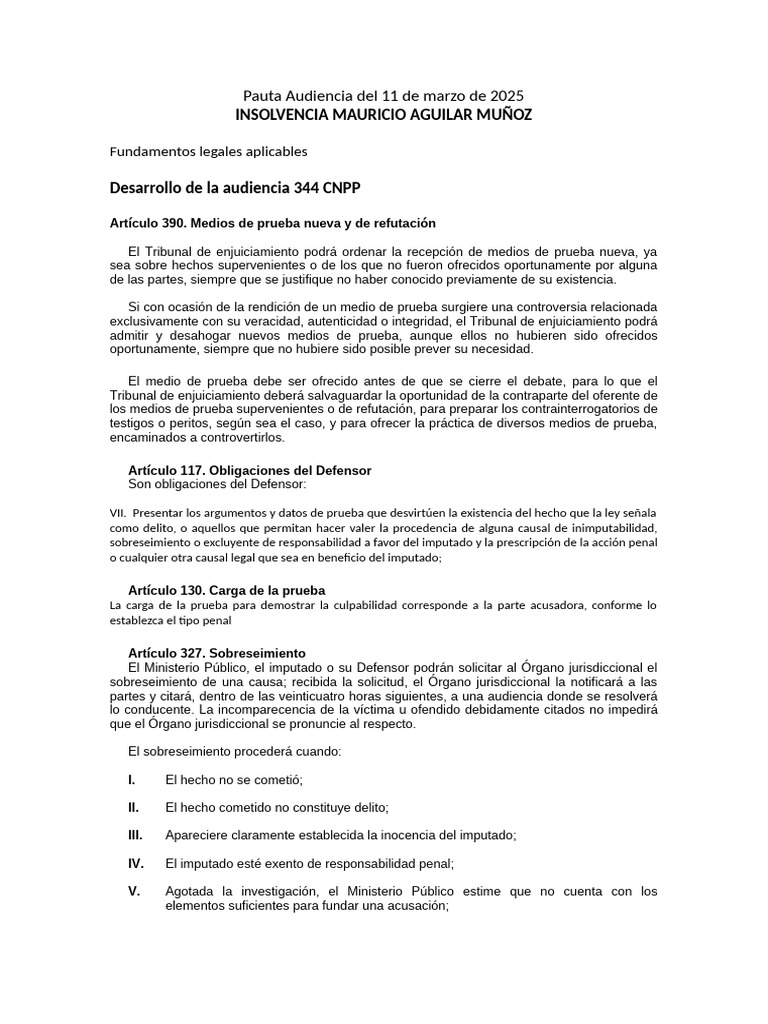 Pauta Audiencia Fundamento Legal Apra Audiencia Penal | PDF | Crímenes