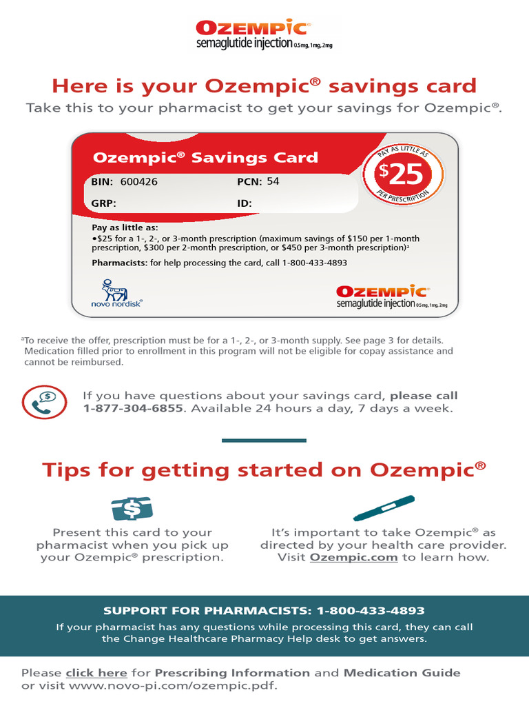 semaglutide savings card Ozempic® Savings Card Instructions | PDF | Medical Prescription