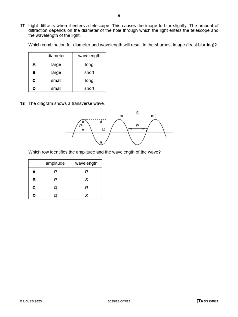 Physics question paper waves | PDF | Light | Wavelength