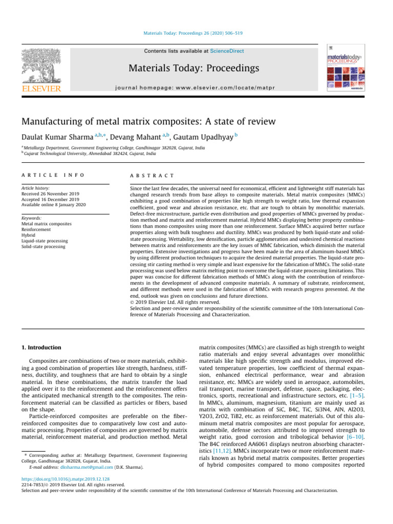 Metal Matrix Composites Manufacturing Review | PDF | Composite Material ...
