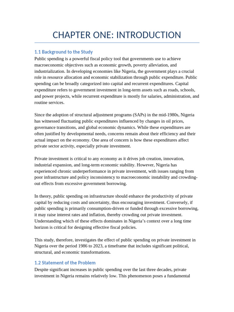 Chapter One Public Spending Nigeria | PDF | Government Spending ...