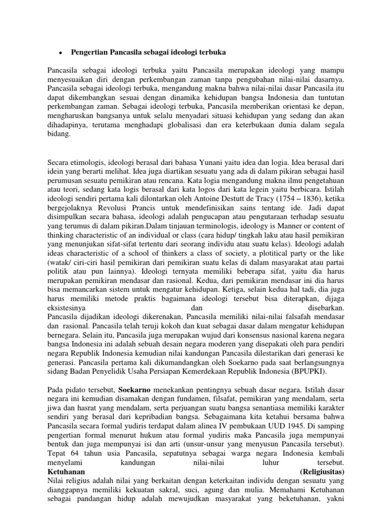 Pengertian Pancasila Sebagai Ideologi Terbuka