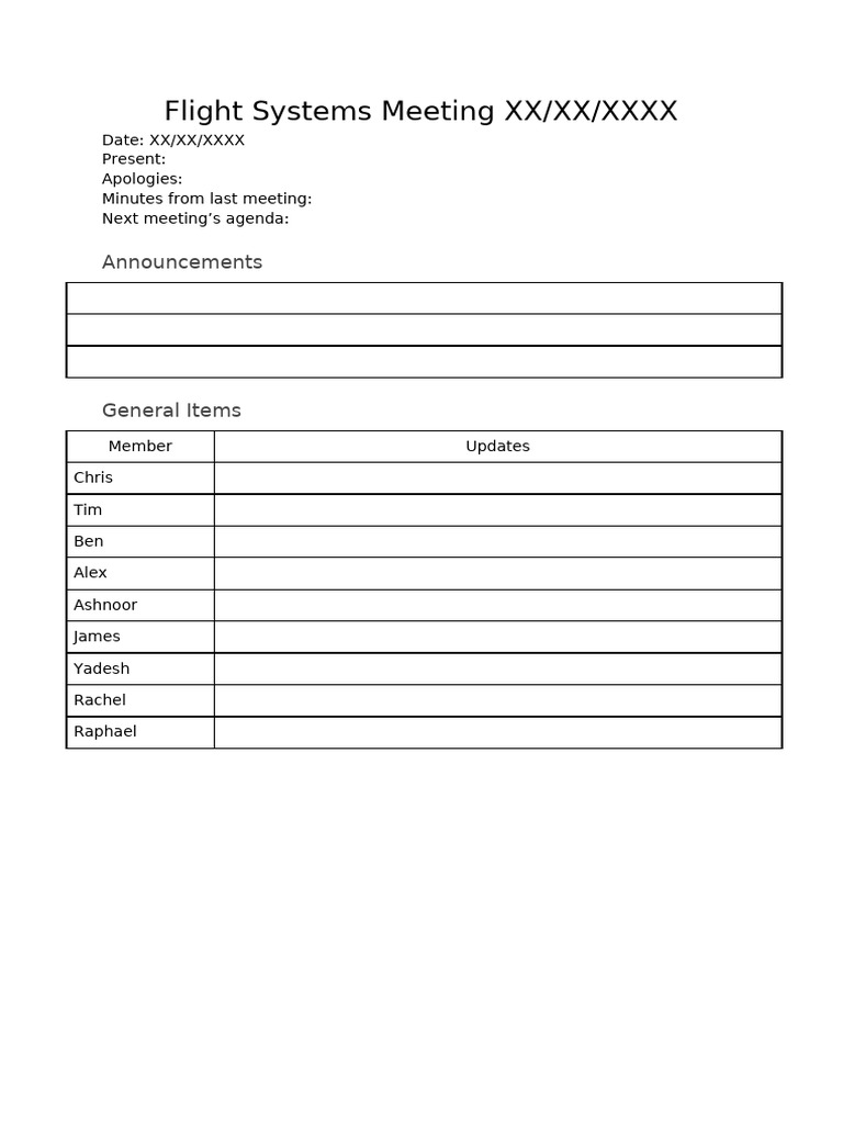 FS Minutes Template | PDF