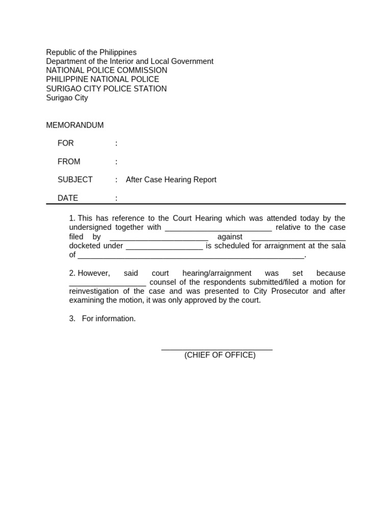After Case Hearing Report - Surigao City | PDF