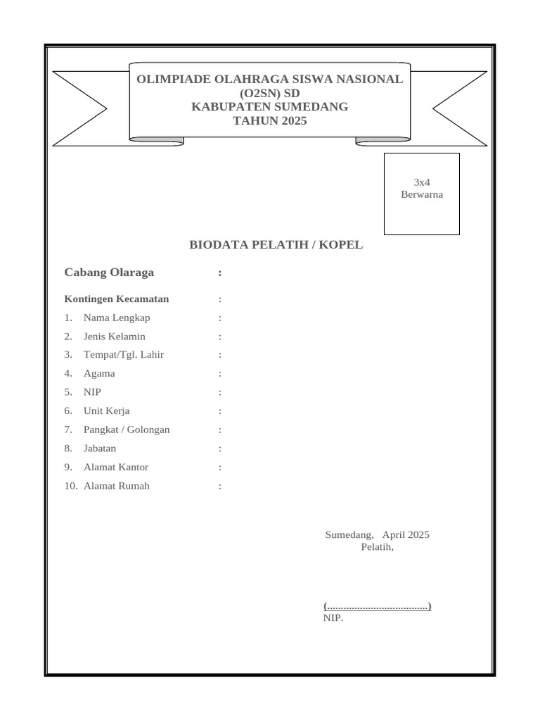 Biodata Pelatih dan Atlit O2SN 2025 | PDF