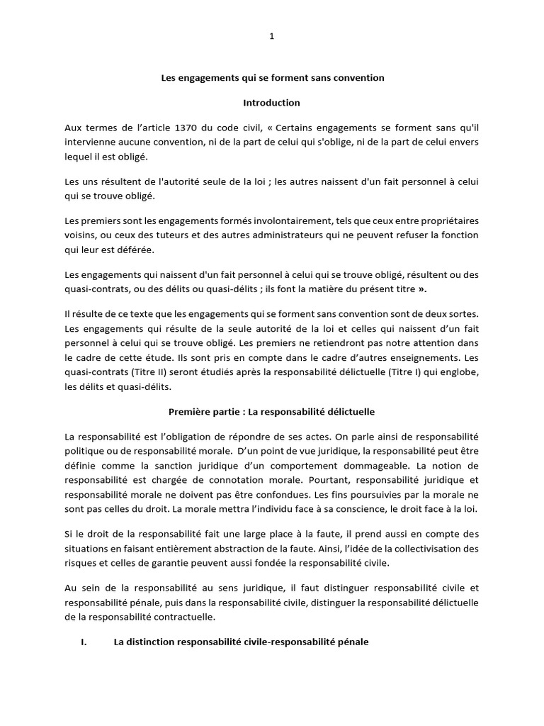 Responsabilité délictuelle et civile | PDF | Droit des obligations ...
