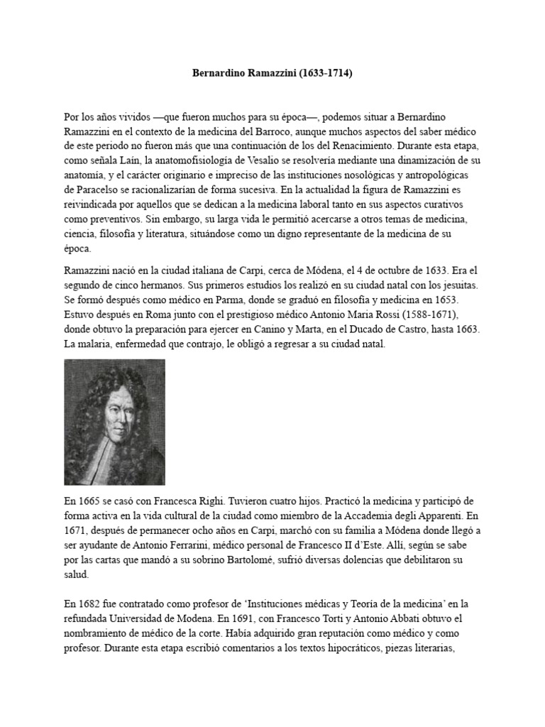 Bernardino Ramazzini | PDF | Medicina