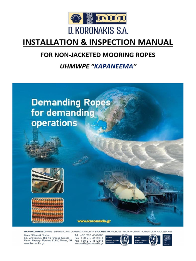 Kapaneema Mooring Ropes Manual | PDF | Rope | Creep (Deformation)