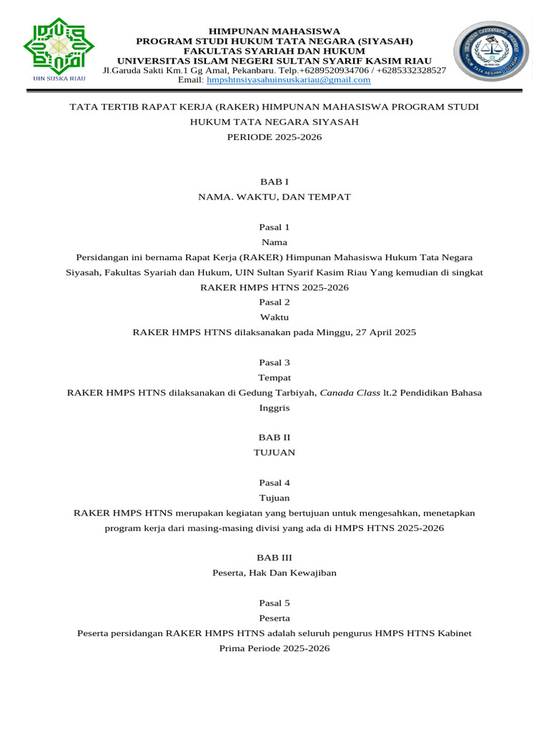 Tata Tertib Raker HMPS HTNS 2025-2026 | PDF