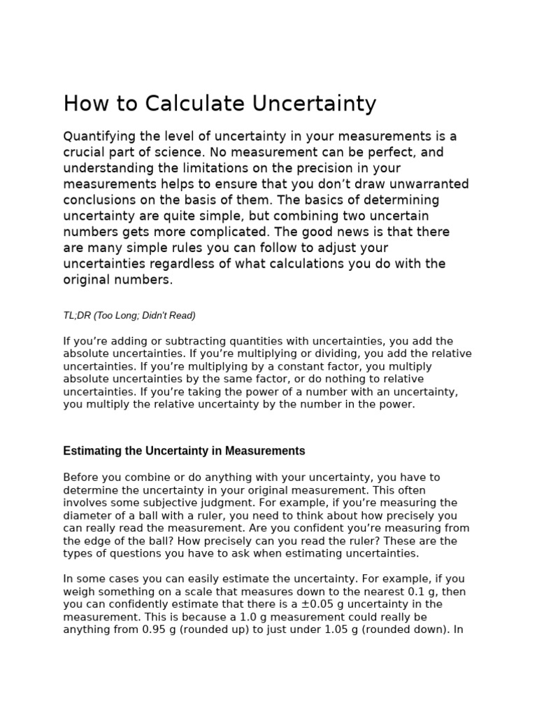 How to Calculate Uncertainty | PDF | Uncertainty | Measurement