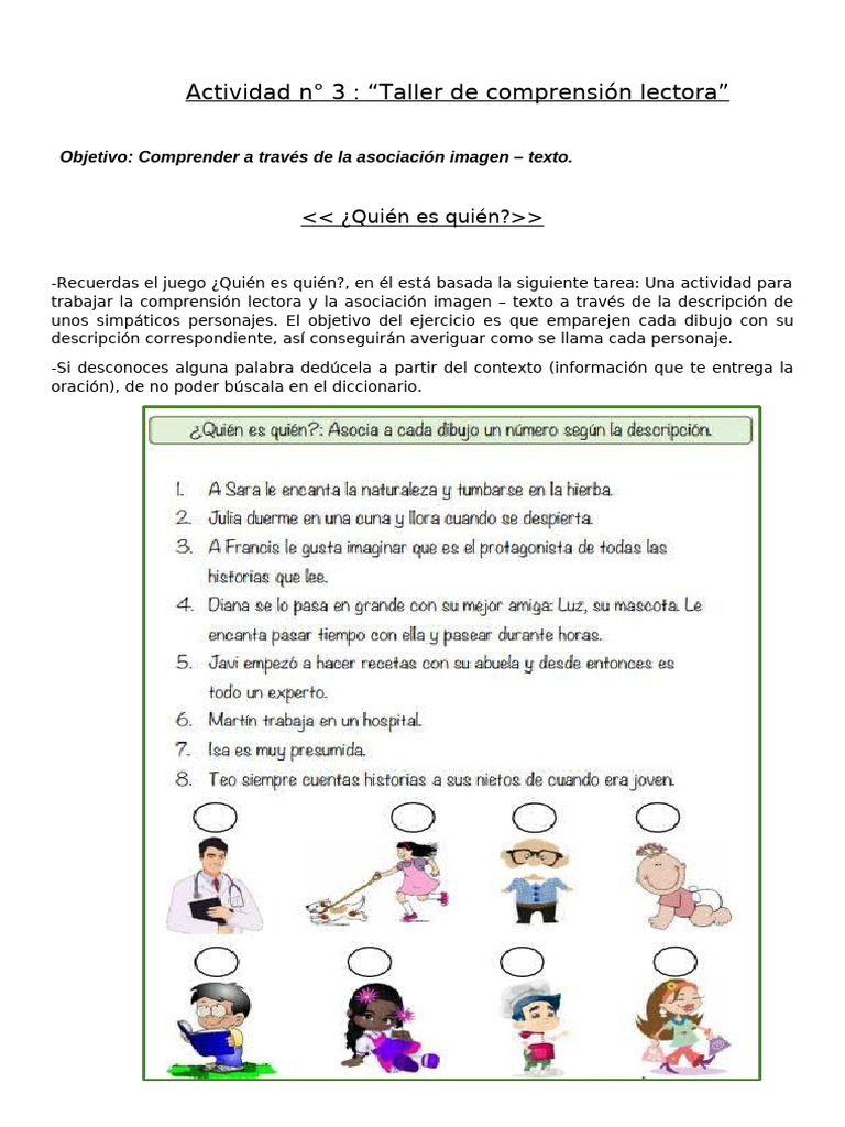 Taller de Comprensión Lectora Visual | PDF