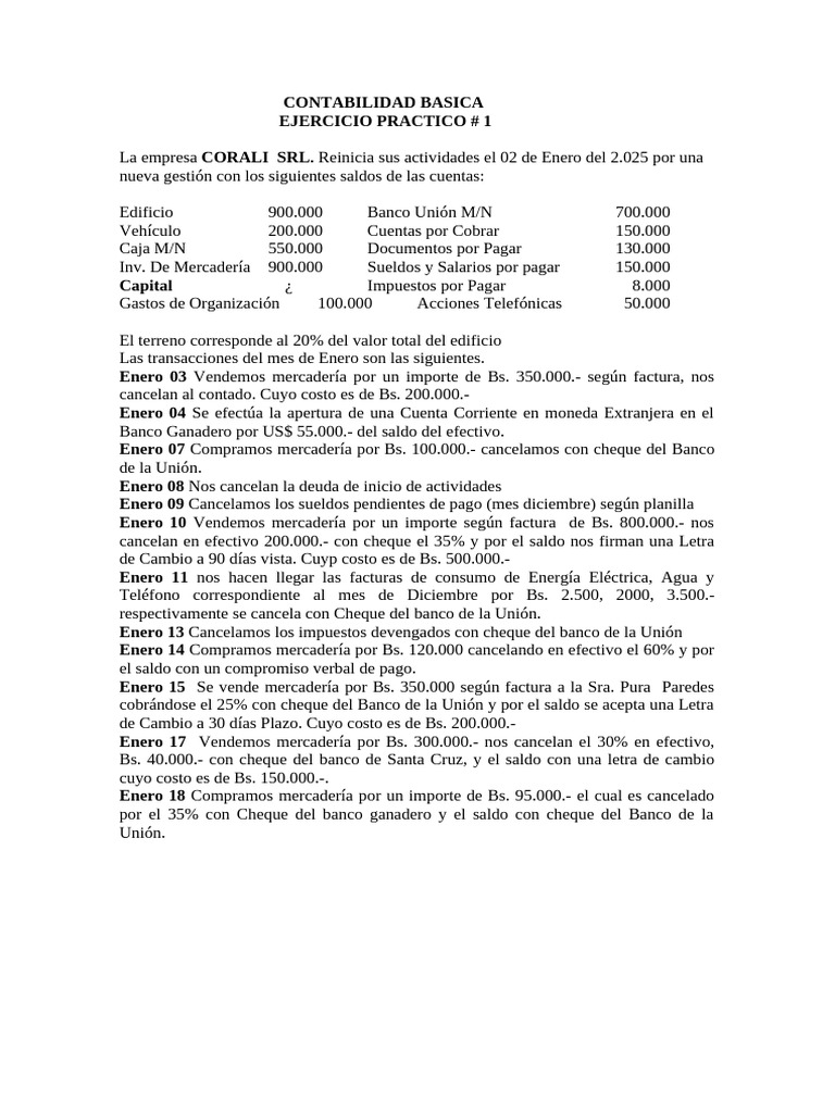 Practico 1 Gestion 2025 | PDF | Cheque | Bancos