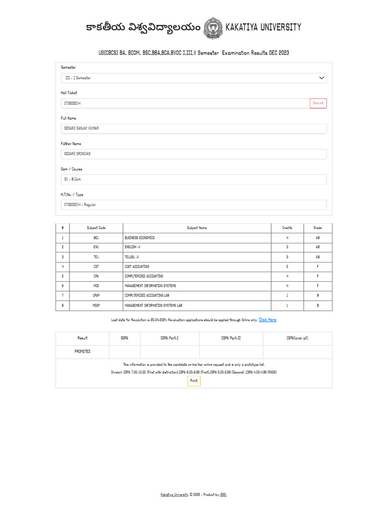 Kakatiya University UG Results Dec 2023 | PDF | Educational Assessment And Evaluation | Student ...
