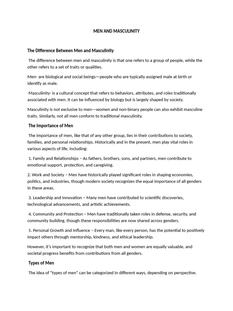 Understanding Men and Masculinity | PDF | Masculinity | Gender
