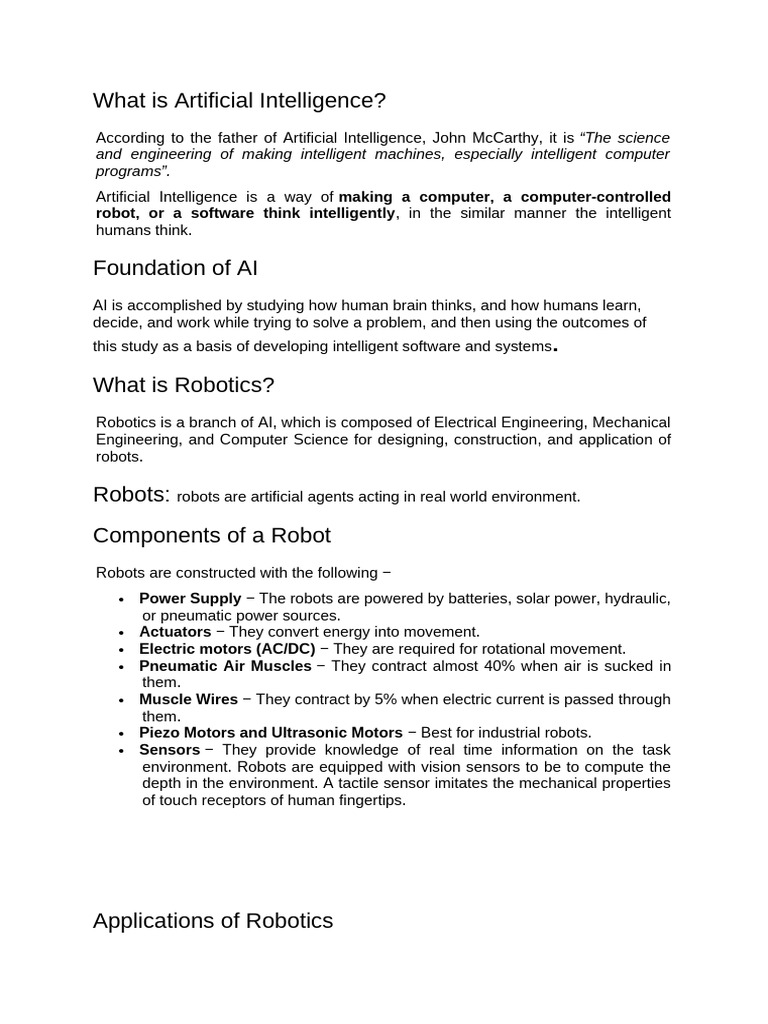 Robotics: AI's Actuators and Components | PDF | Robotics | Actuator