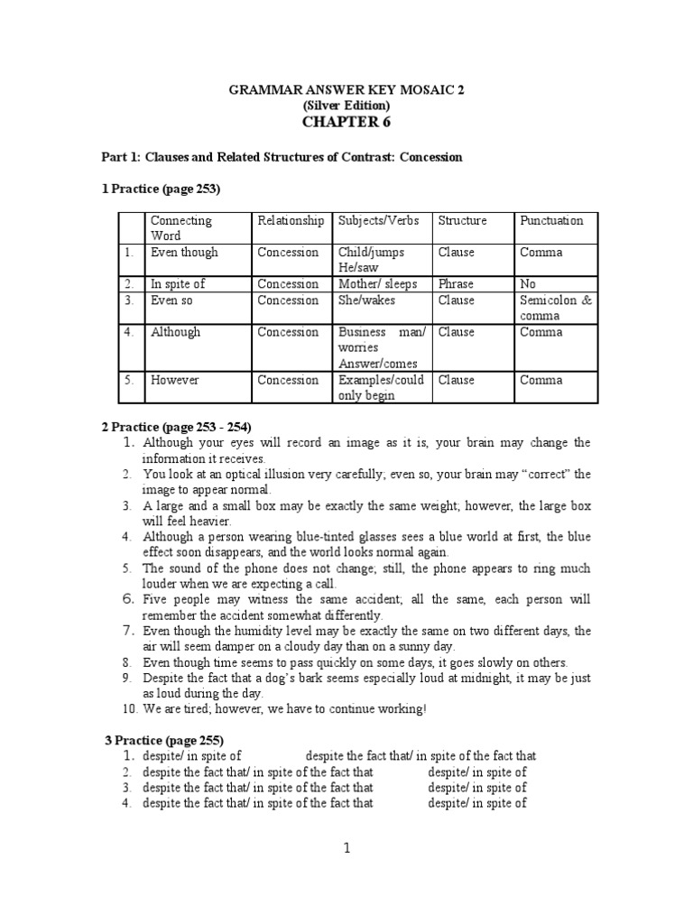 Grammar Answer Key for Chapter 6 | PDF | Clause | Blood