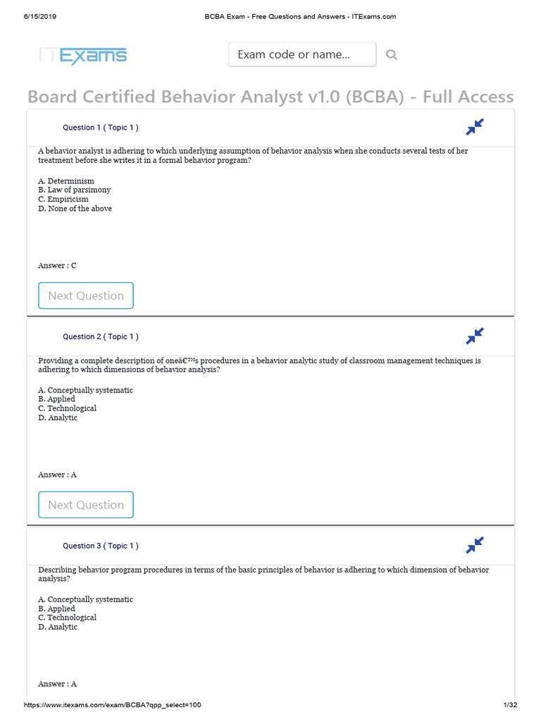 BCBA Exam Questions & Answers Guide | PDF | Reinforcement ...