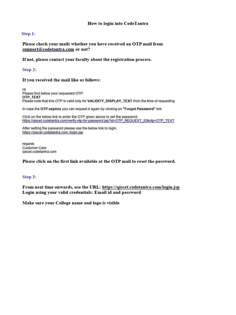 Codetantra - Login & Test Procedure QISCET | PDF