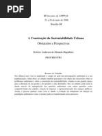 A Construção da Sustentabilidade Urbana