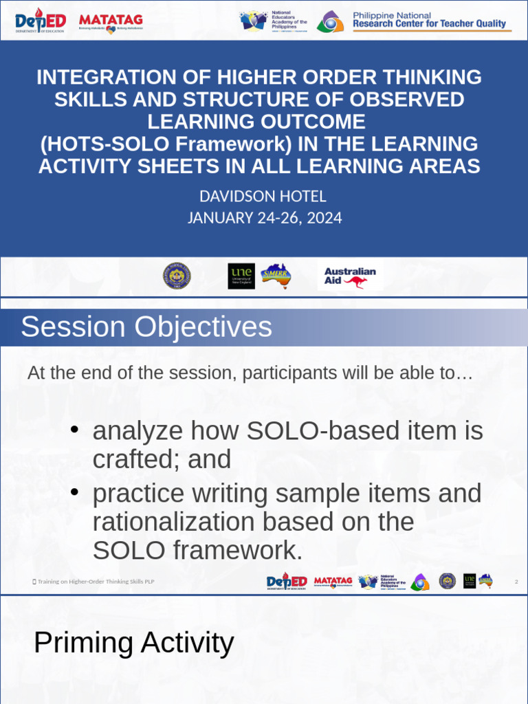 HOTS-SOLO Framework Training Guide | PDF | Learning | Theory