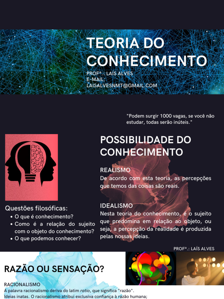Teorias do Conhecimento e Filosofia | PDF | Experiência | Immanuel Kant