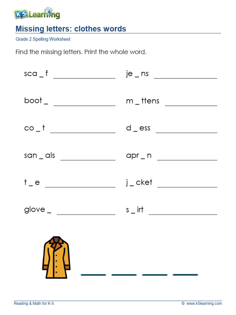Grade 2 Missing Letters Worksheet | PDF