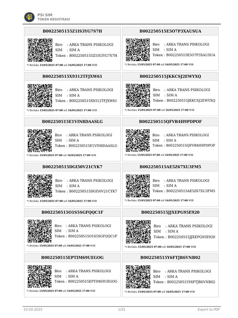 Psi Sim: Token Registrasi | PDF